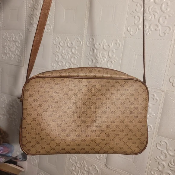 Gucci Micro Gg Interlocking Supreme Canvas Camel Leather CrossBody Bag AUTHENTIC - Picture 5 of 16